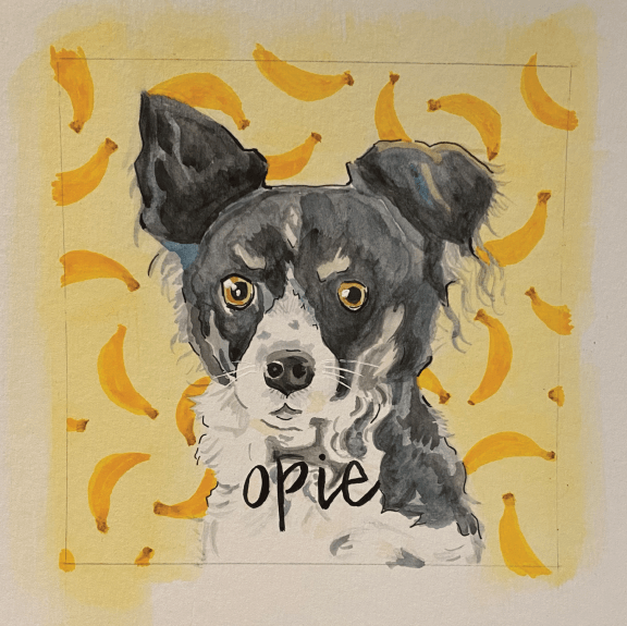 Dog watercolor progress 1